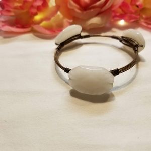 White and Brass Bangle Bracelet